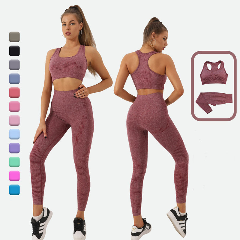 2PCS Set Yoga High Waist Leggings Workout  Clothing Fitness