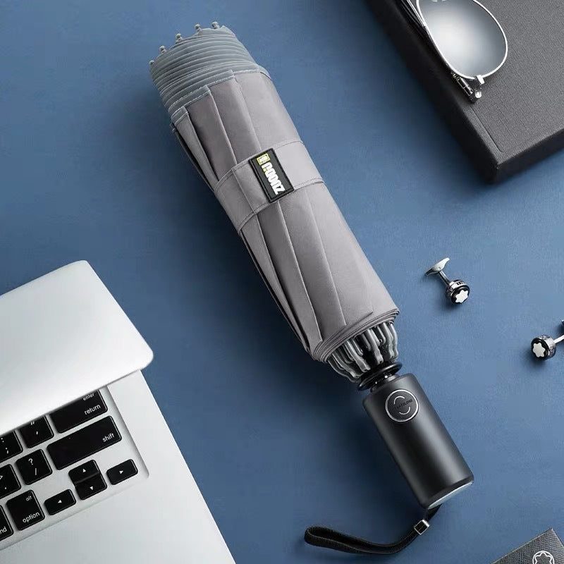 Windproof Reverse Lux Umbrella with LED Flashlight